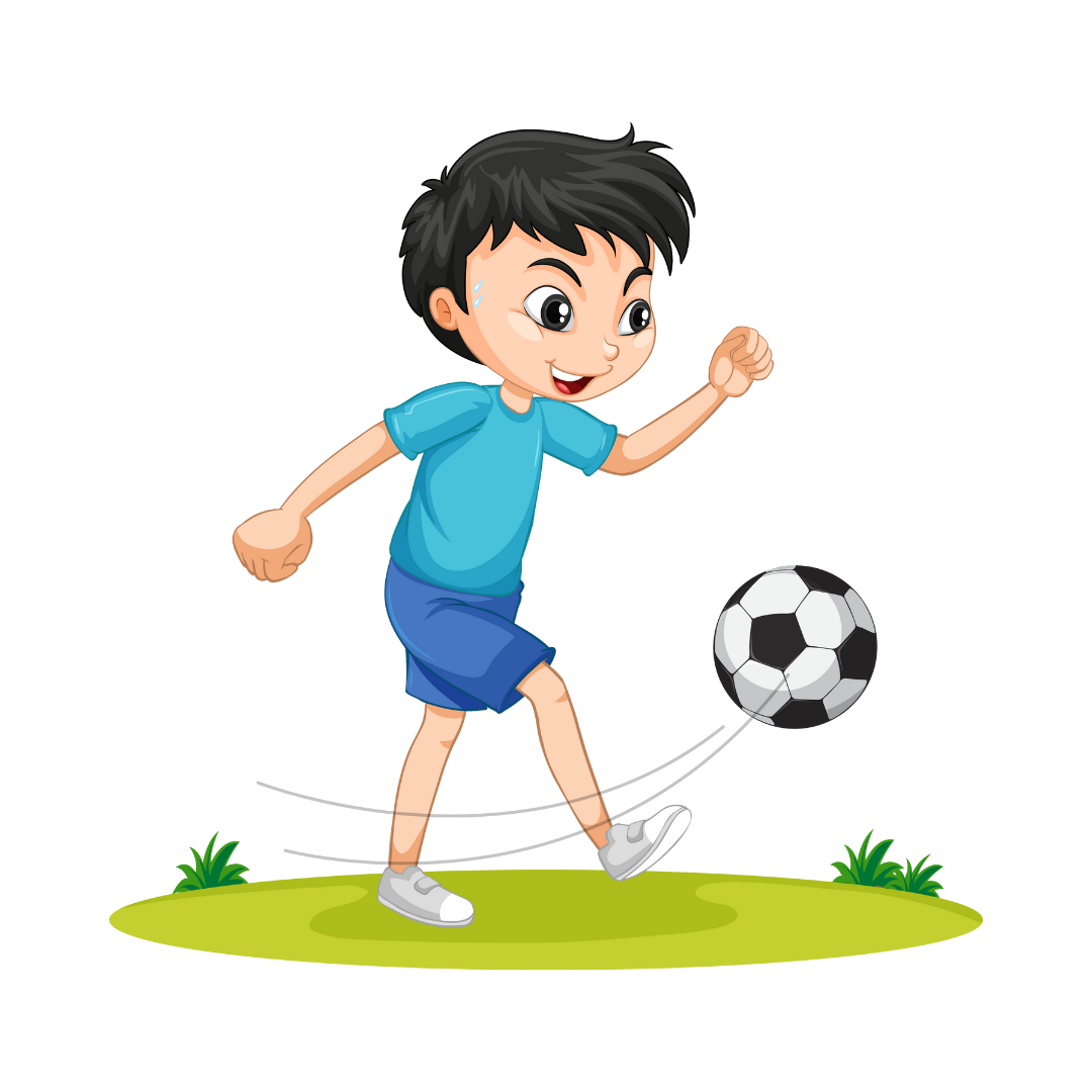 dibujo de niño jugando futbol