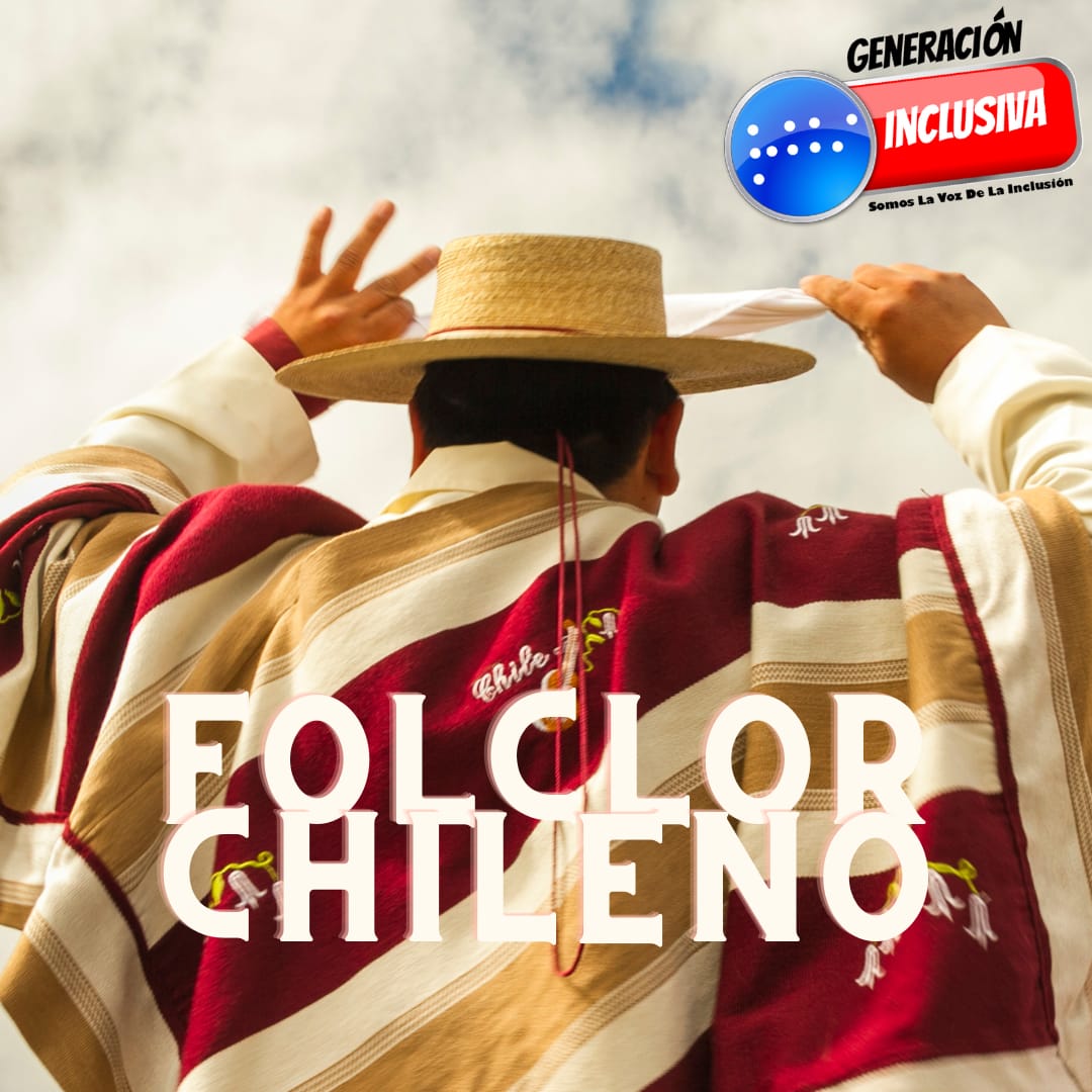 guaso chileno, con chupalla y poncho. logo de la radio, texto, folclor chileno